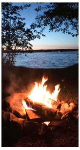 Fire by lake at Lynn Ann's Campground